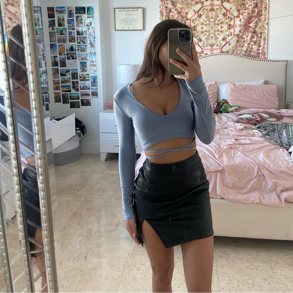 Lace up crop top